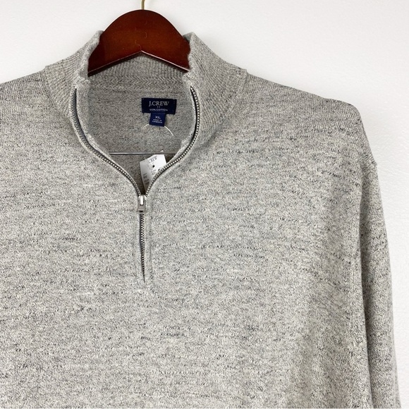 J. Crew Men's Raglan Half Zip Sweater Heathered Grey Size XL NWT - Picture 3 of 7